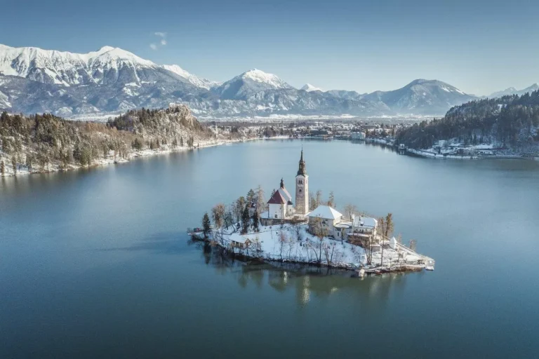 Le lac de Bled en hiver